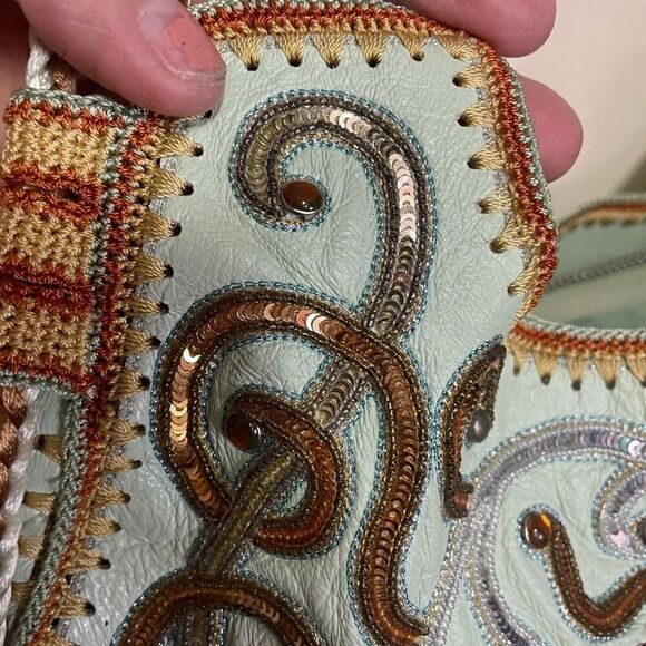 Buba,‎ bag, Turquoise Spiral embroidered in sequins, made of handmade leather main image 10